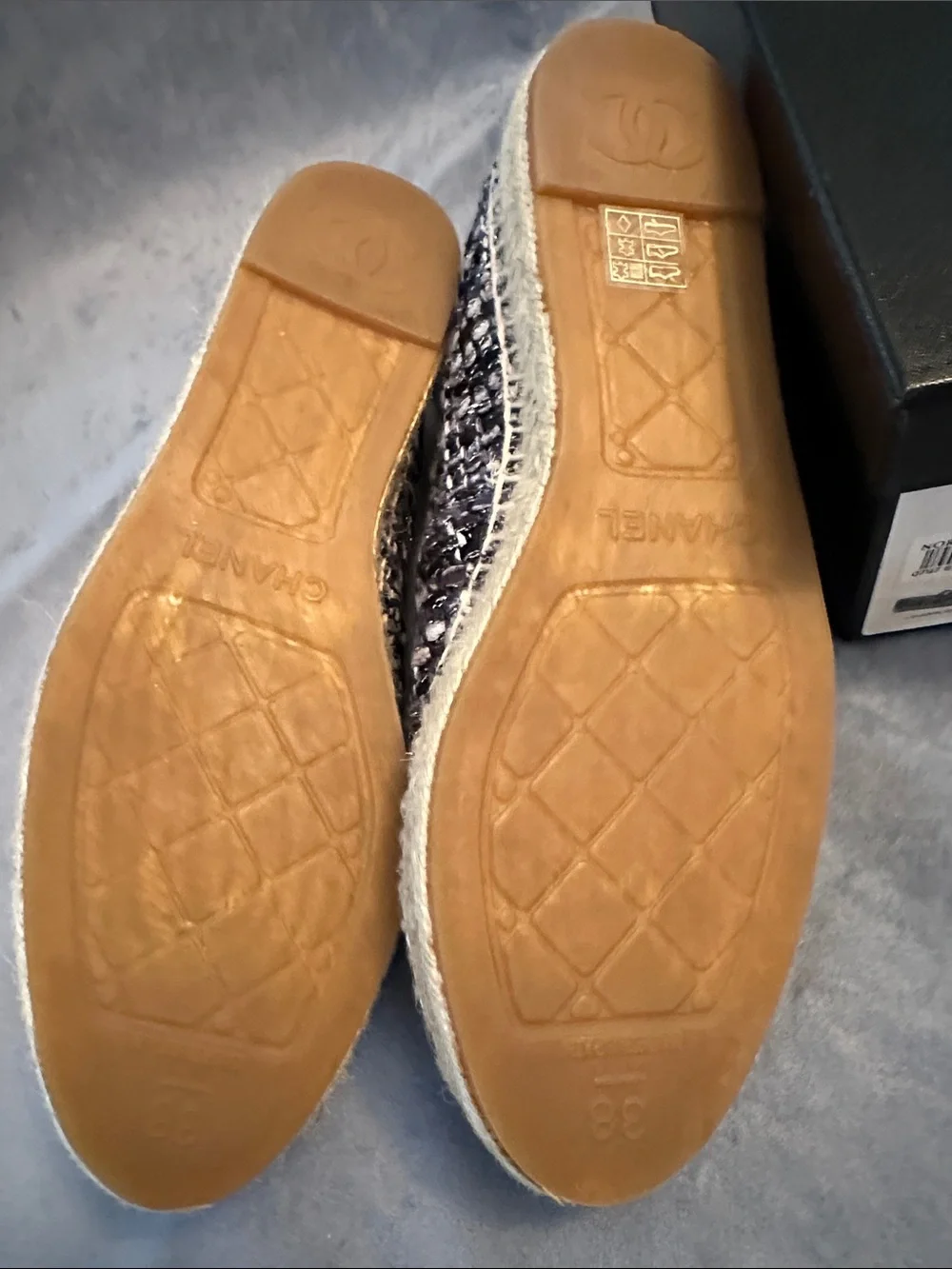 CHANEL Tweed Espadrilles with Silver Cap Toes